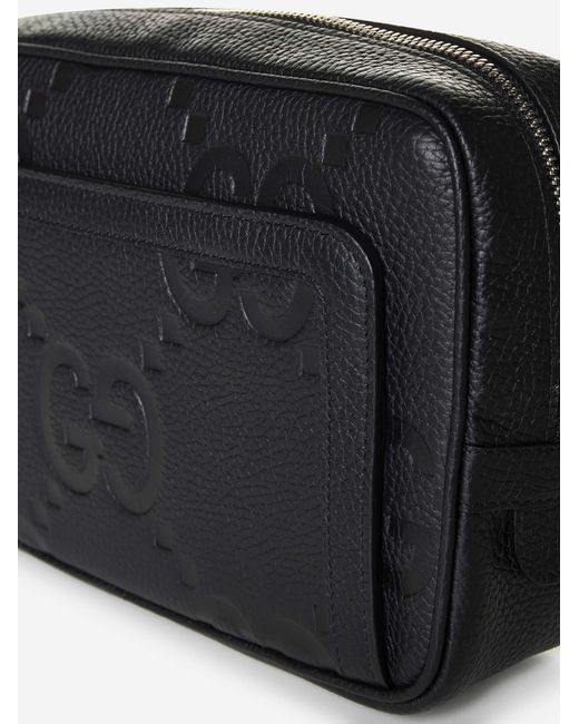 Gucci Black GG Jumbo Leather Pouch for men