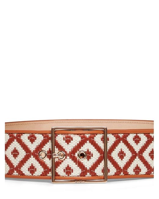 Max Mara Multicolor Wide Raffia-Effect Belt