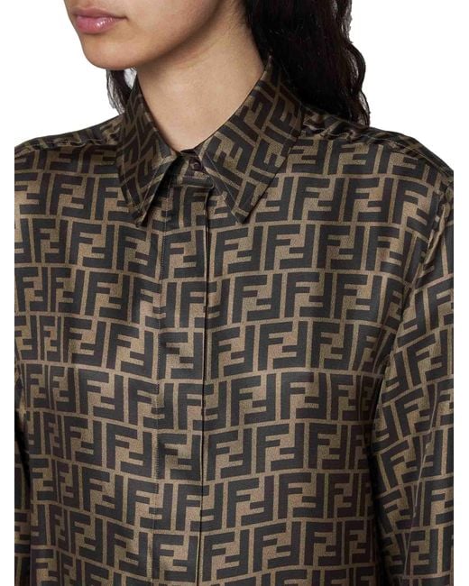 Fendi Brown Ff Silk Shirt