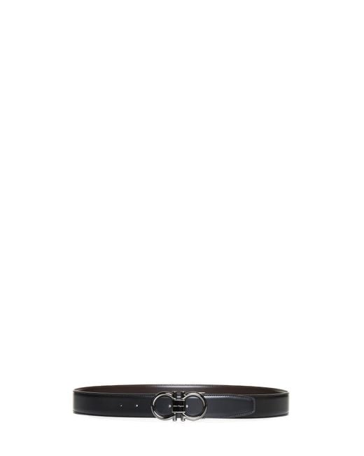 Ferragamo White Reversible And Adjustable Gancini Belt for men