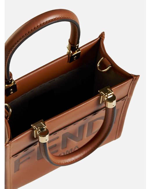 Fendi Brown Sunshine Leather Mini Tote Bag