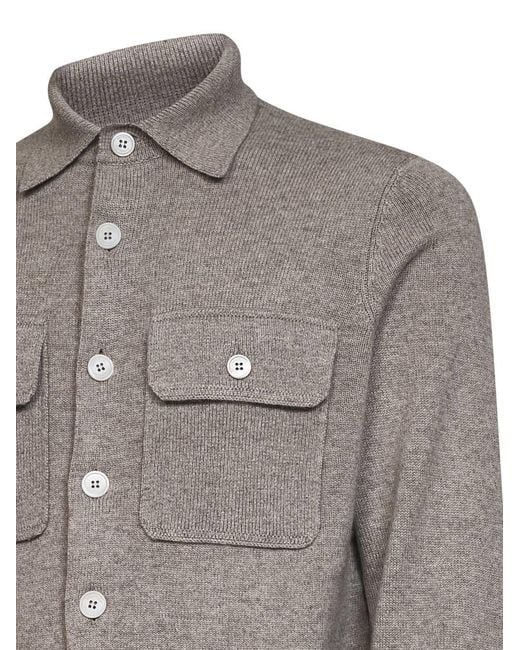 Brunello Cucinelli Gray Rock Cashmere Knit Cardigan for men