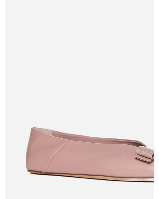 Ferragamo Pink Vanna Leather Ballet Flats
