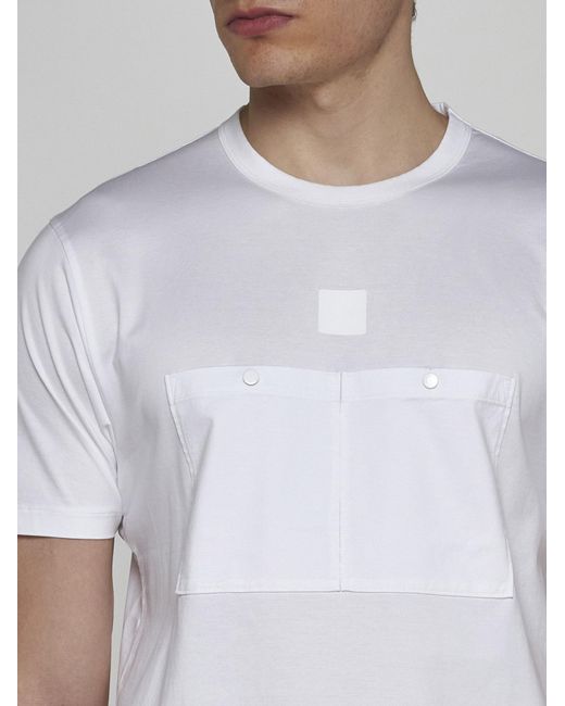 C P Company White Logo And Pockets Cotton T-Shirt for men
