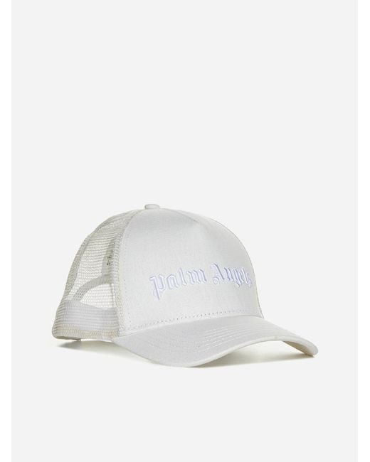 Palm Angels White Cotton And Mesh Trucker Cap for men