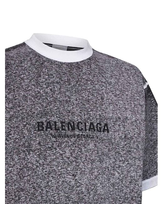 Balenciaga Gray Heathered-Effect Jersey Regular Fit T-Shirt for men