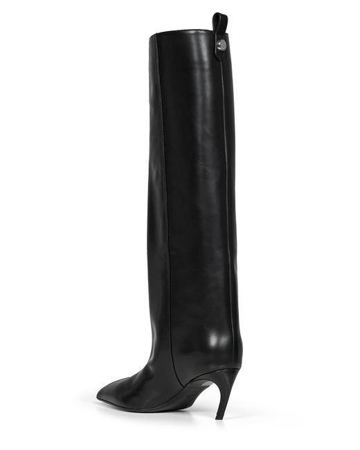 The Attico Black Leather "Lea" Knee-High Boots