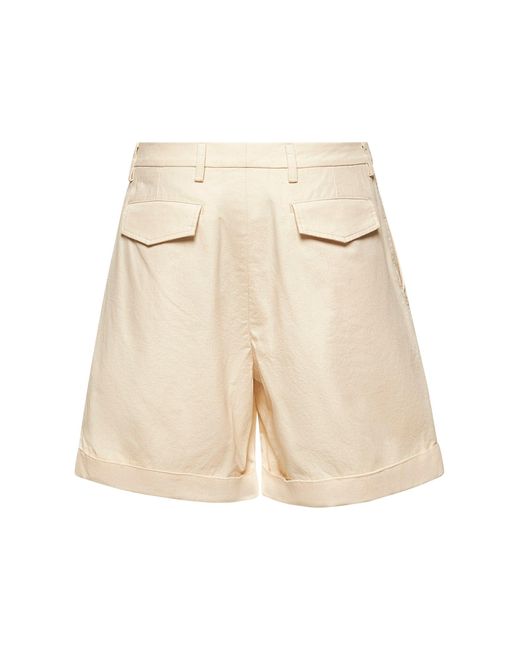 Valentino Natural Ecru Cotton And Linen Bermuda Shorts for men