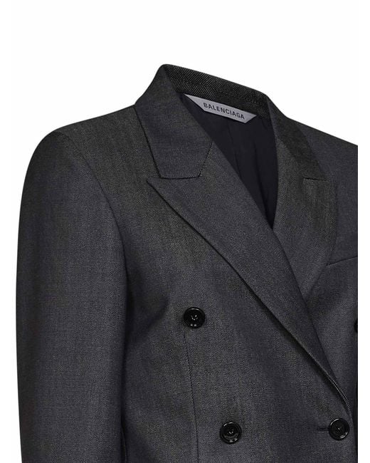 Balenciaga Black Dark Double-Breasted Tailored Jacket
