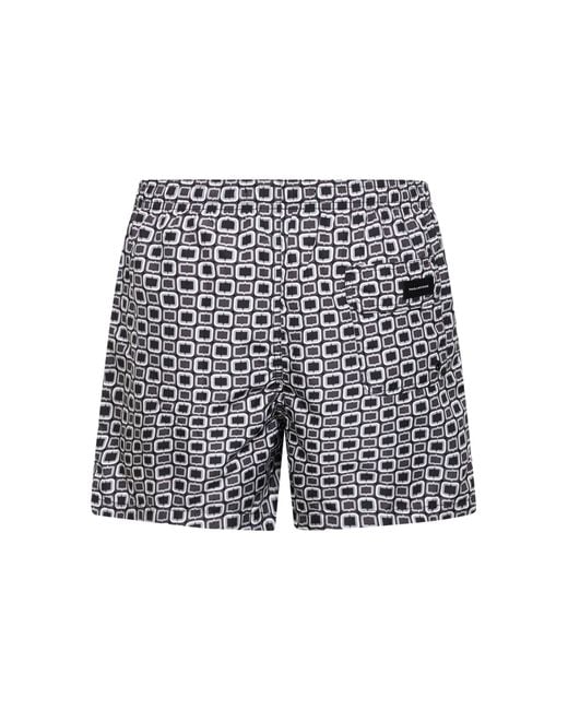 Tagliatore White Printed Nylon Swim Shorts for men