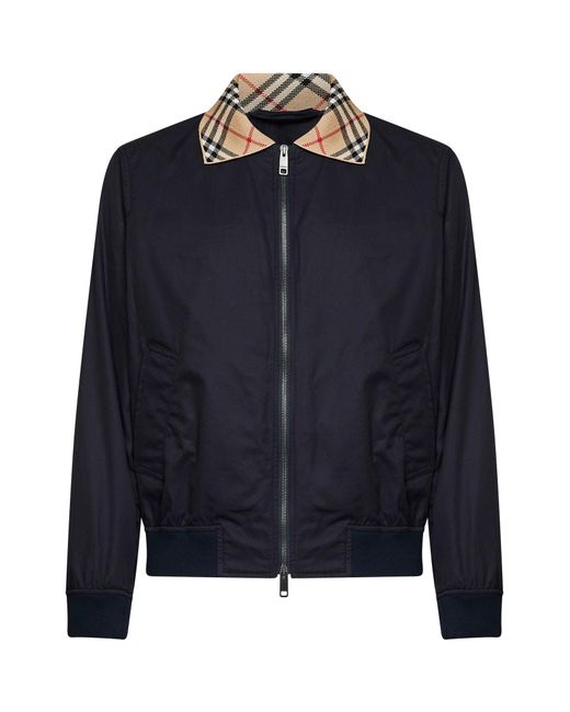 Burberry Blue Jacket Harrington Glenfields Gabardine for men