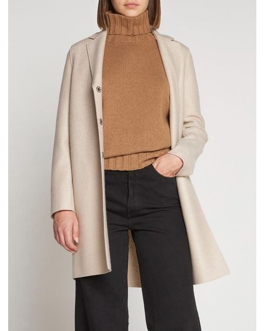 Harris Wharf London Natural Wool Cocoon Coat