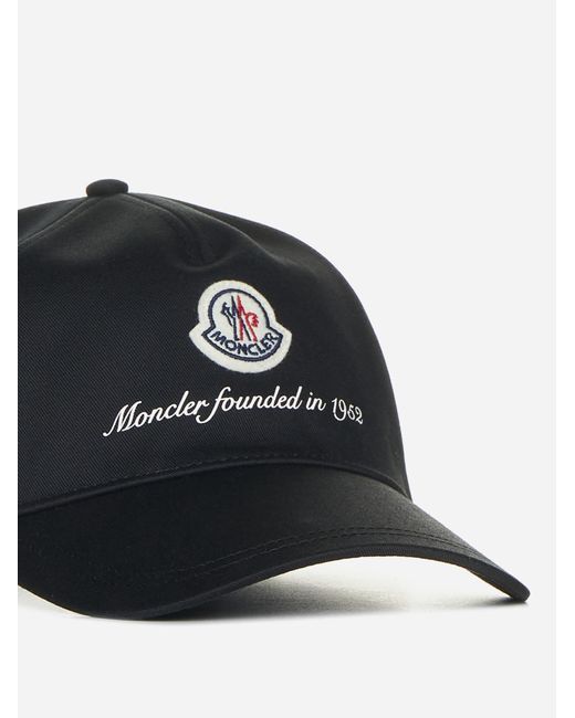 Moncler Black Logo Cotton Baseball Cap for men