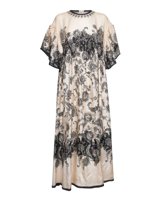 Zimmermann Multicolor Cream Floral Habotai Silk Rhiannon Maxi Dress