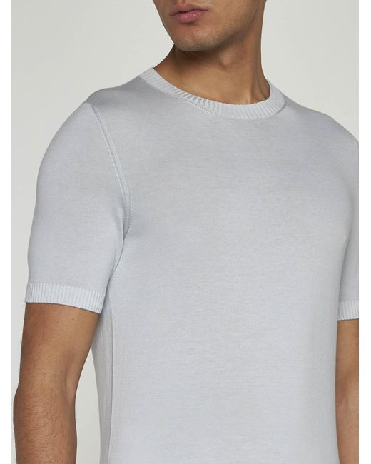 Malo Gray Cotton Half-sleeved Sweater for men