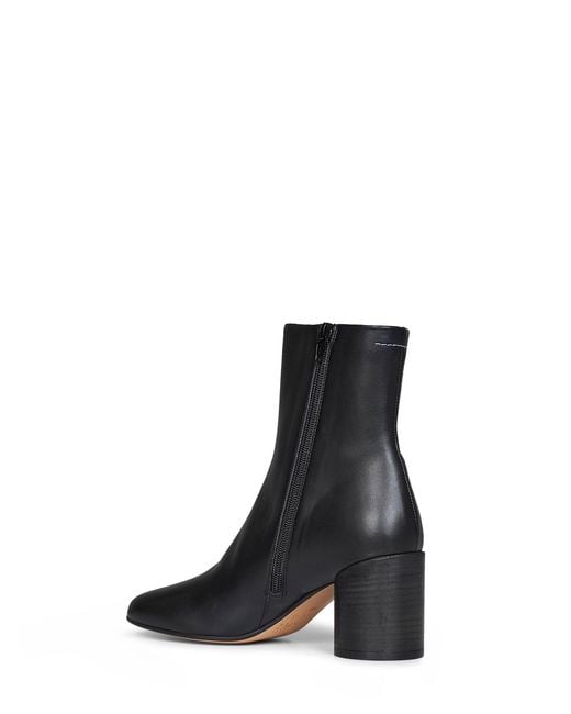 MM6 by Maison Margiela Black Nappa Leather Anatomic Ankle Boots