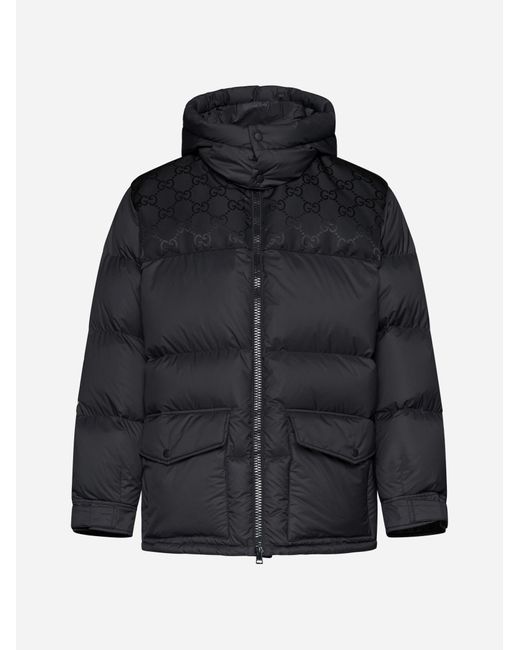 Gucci Black GG Motif Quilted Nylon Down Jacket for men