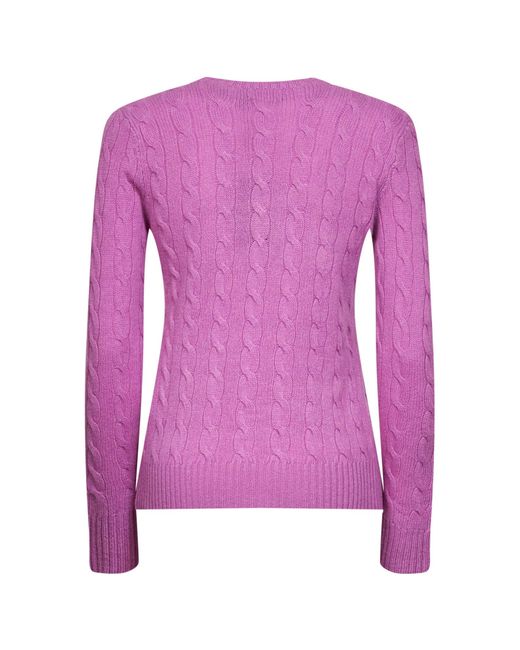 Polo Ralph Lauren Purple Thistle Cable-Knit Wool And Cashmere Sweater