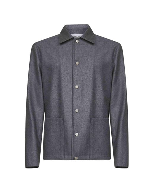 D 40 Blue Virgin Wool Chore Jacket for men