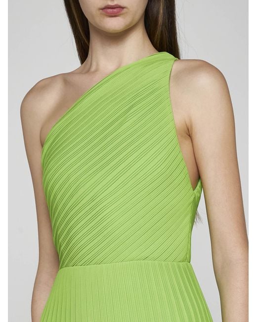 Solace London Green Adira One-shoulder Maxi Dress