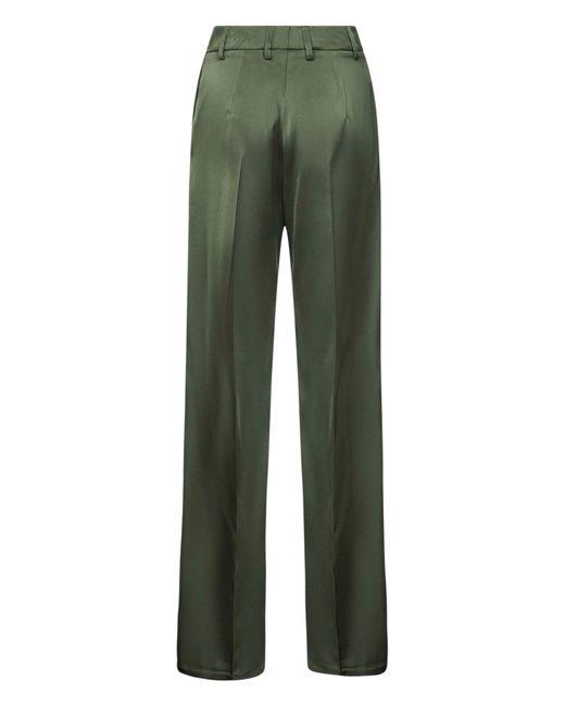 Blanca Vita Green Satin Plettro Palazzo Trousers