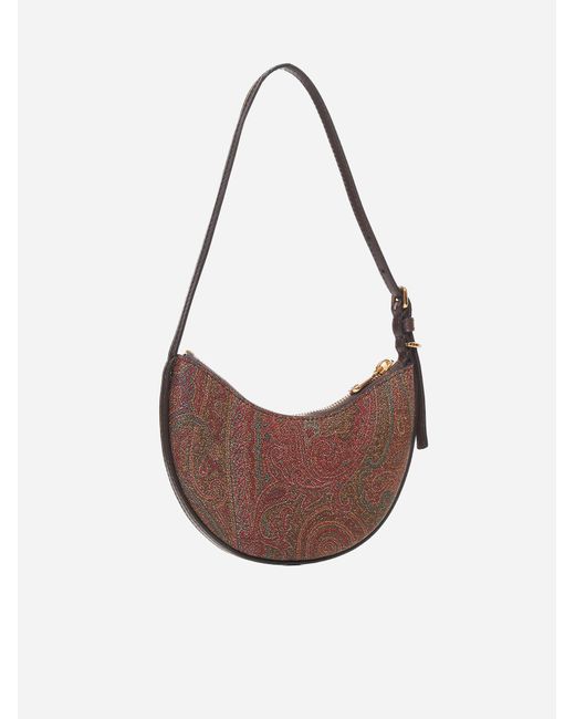 Etro White Paisley Fabric Mini Hobo Bag