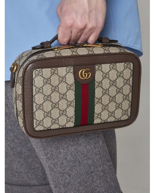 Gucci Gray Ophidia Fabric And Leather Small Camera Bag for men