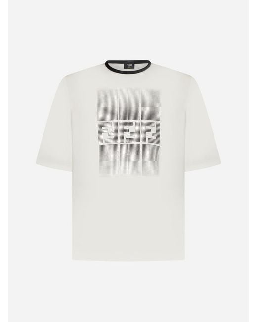 Fendi White Ff-Motif Cotton T-Shirt for men