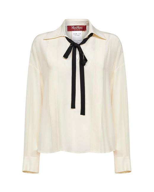 Max Mara White Tie Blouse Mstcolono Silk