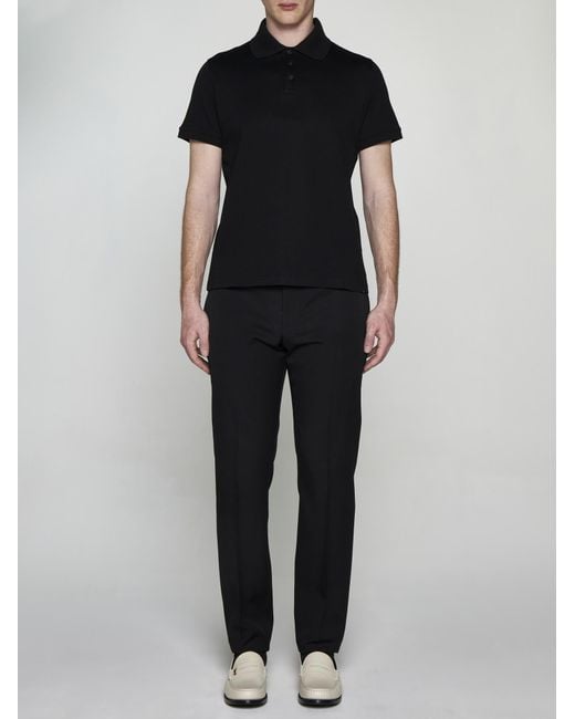Saint Laurent Black Cotton Polo Shirt for men