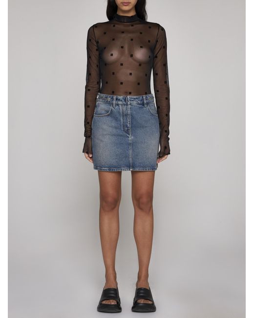 Givenchy Gray Tulle 4g Motif Bodysuit