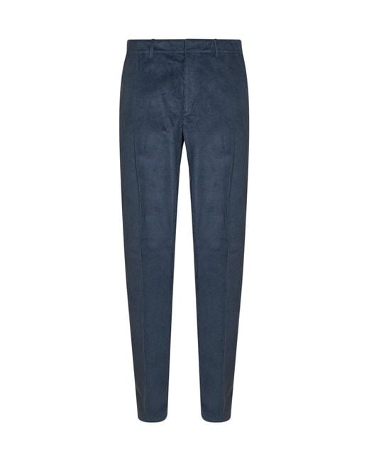 Etro Blue Stretch Cotton Corduroy Trousers for men