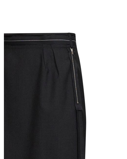 Maison Margiela Black Charcoal Wool Reversed Midi Skirt