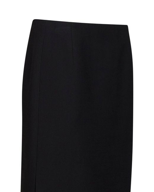 Fendi Black Wool And Silk Midi Pencil Skirt