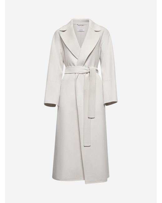 Max Mara White Beige Wool Elisa Long Coat