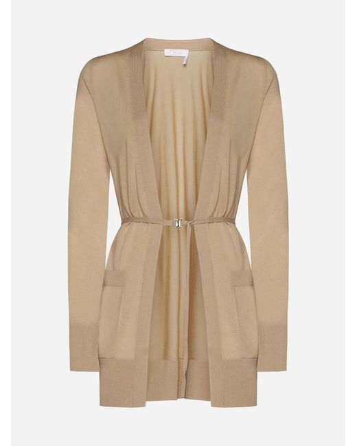 Chloé Natural Belted Wool Cardigan