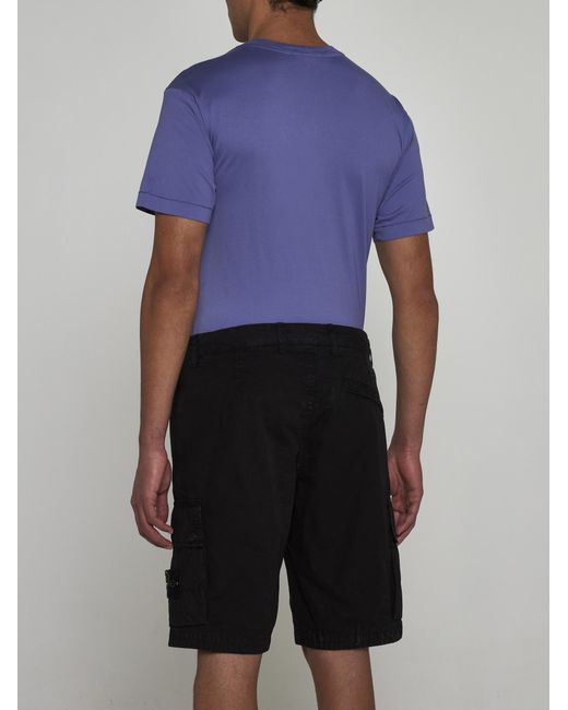 Stone Island Black Slim-fit Cotton Cargo Shorts for men