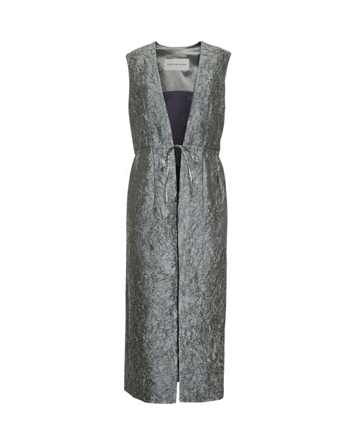 Cappotto Smanicato Effetto Stropicciato di Dries Van Noten in Gray