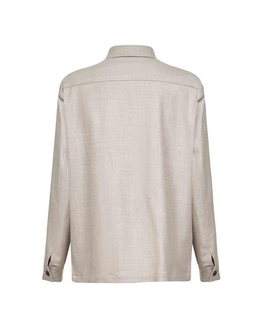D 40 White Loro Piana Stretch Flannel Chet Shirt Jacket for men