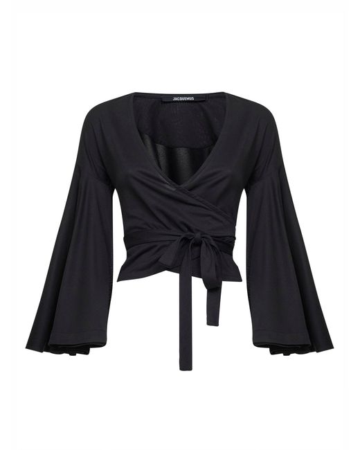 Jacquemus Black Jersey Thw Ventadau Wrap Top