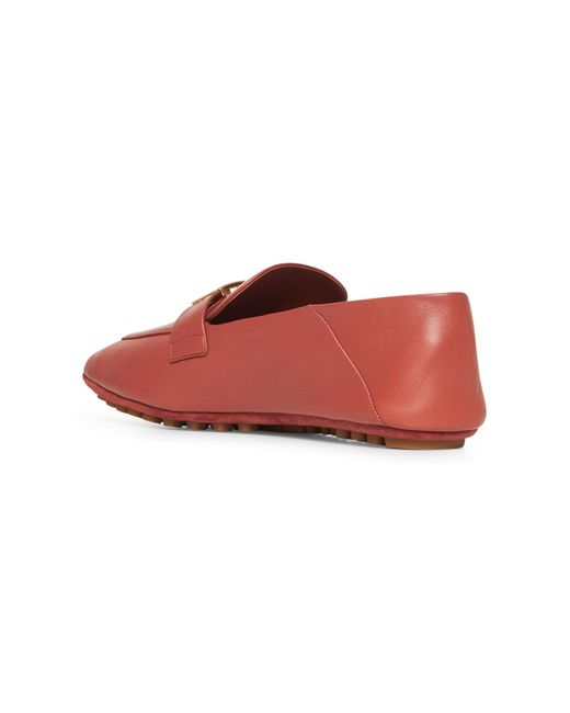 Fendi Red Nappa Leather Baguette Loafers