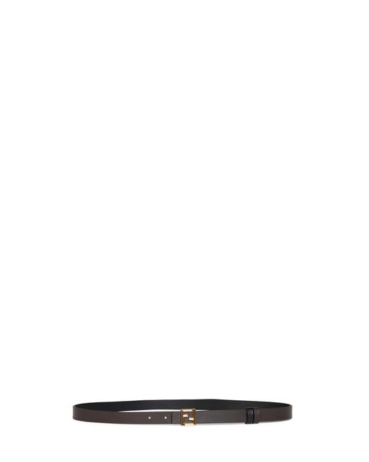 Fendi White And Ebony Leather 20 Mm Reversible Ff Belt