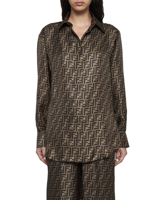 Fendi Brown Ff Silk Shirt