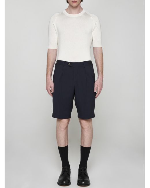PT Torino Blue Wool Shorts for men