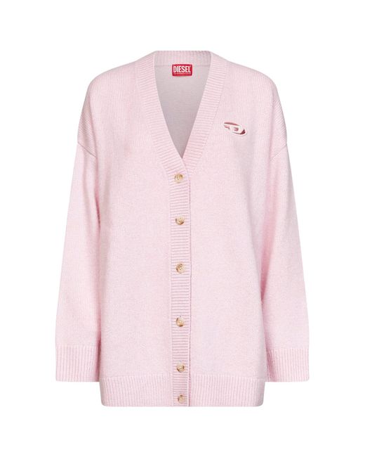 DIESEL Pink Wool And Alpaca Blend Knit M-Areela Cardigan