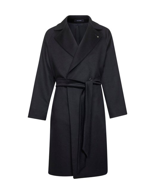 Tagliatore Black Virgin Wool Hendricks Wrap Coat for men