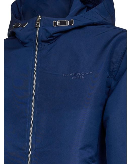 Givenchy Blue Polyfaille Hooded Windbreaker for men
