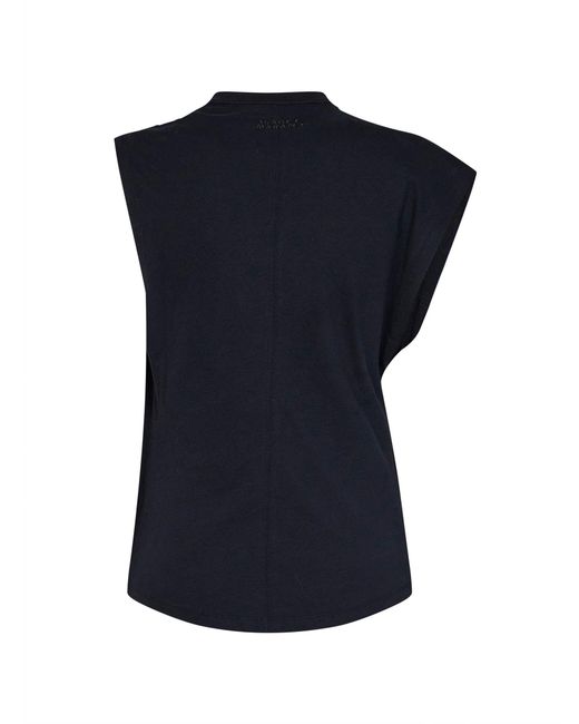 Isabel Marant Blue Cotton Jersey Nayda Asymmetric T-Shirt