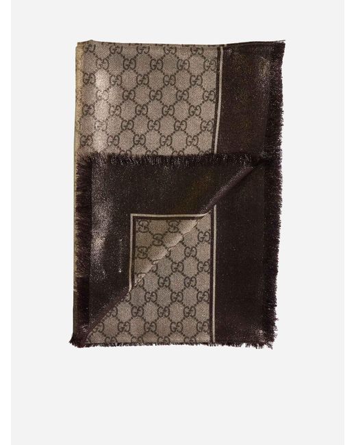 Gucci Brown GG Jacquard Wool Stole