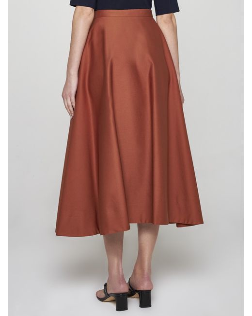 Blanca Vita Red Gengy Cotton Midi Skirt